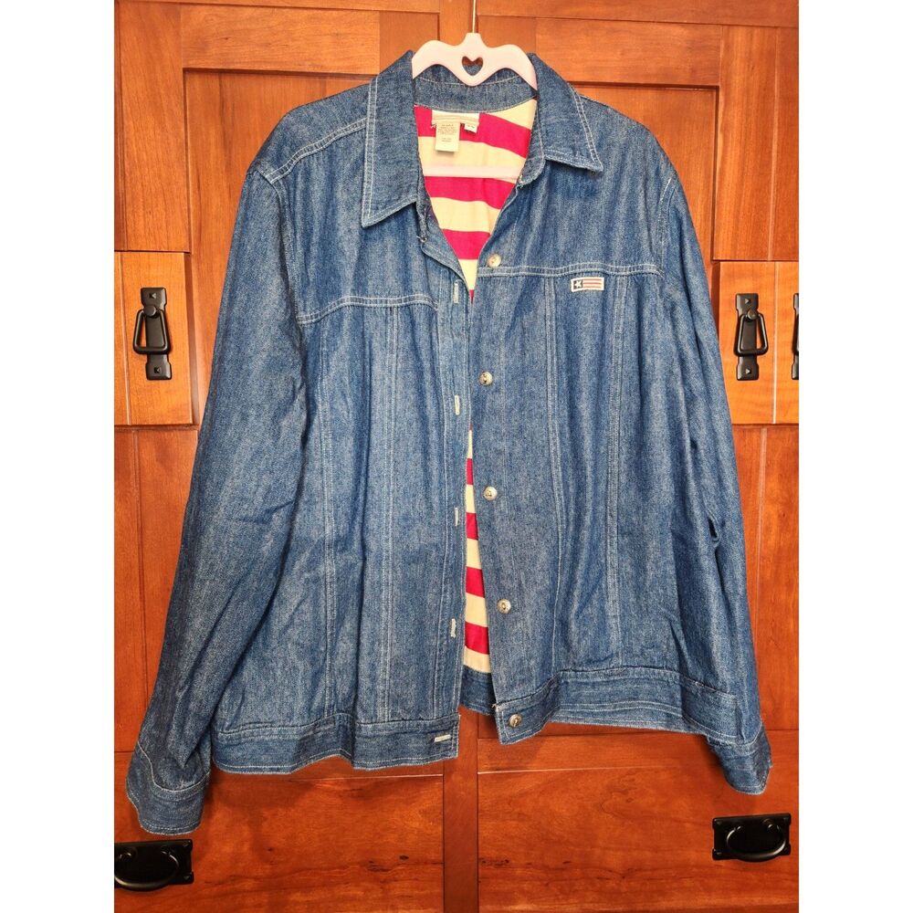Coldwater Creek Denim Jacket with American Flag Lining Women's Size 2X